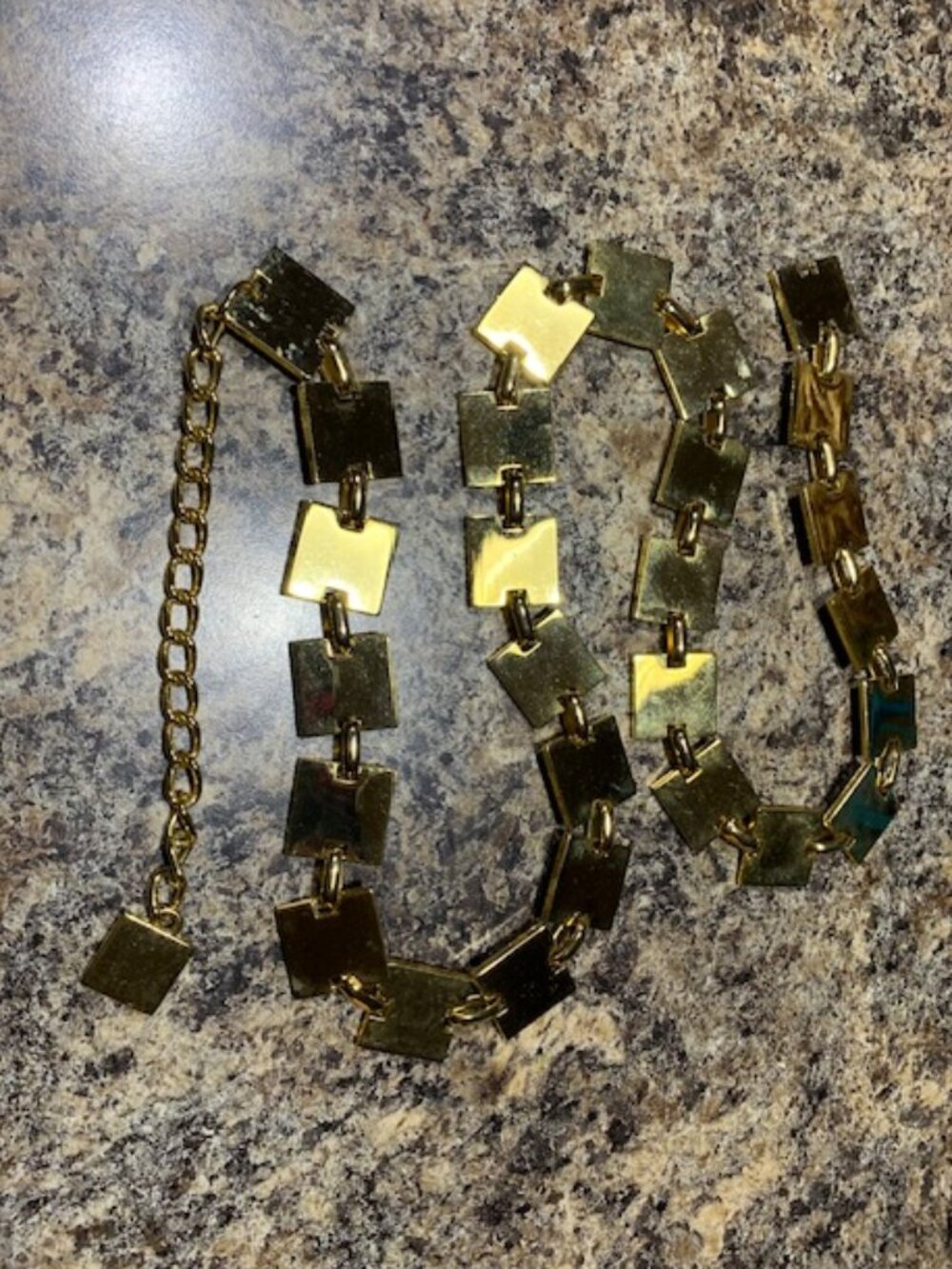 Shiny Gold Tone Chain Belt, 42 inches, old